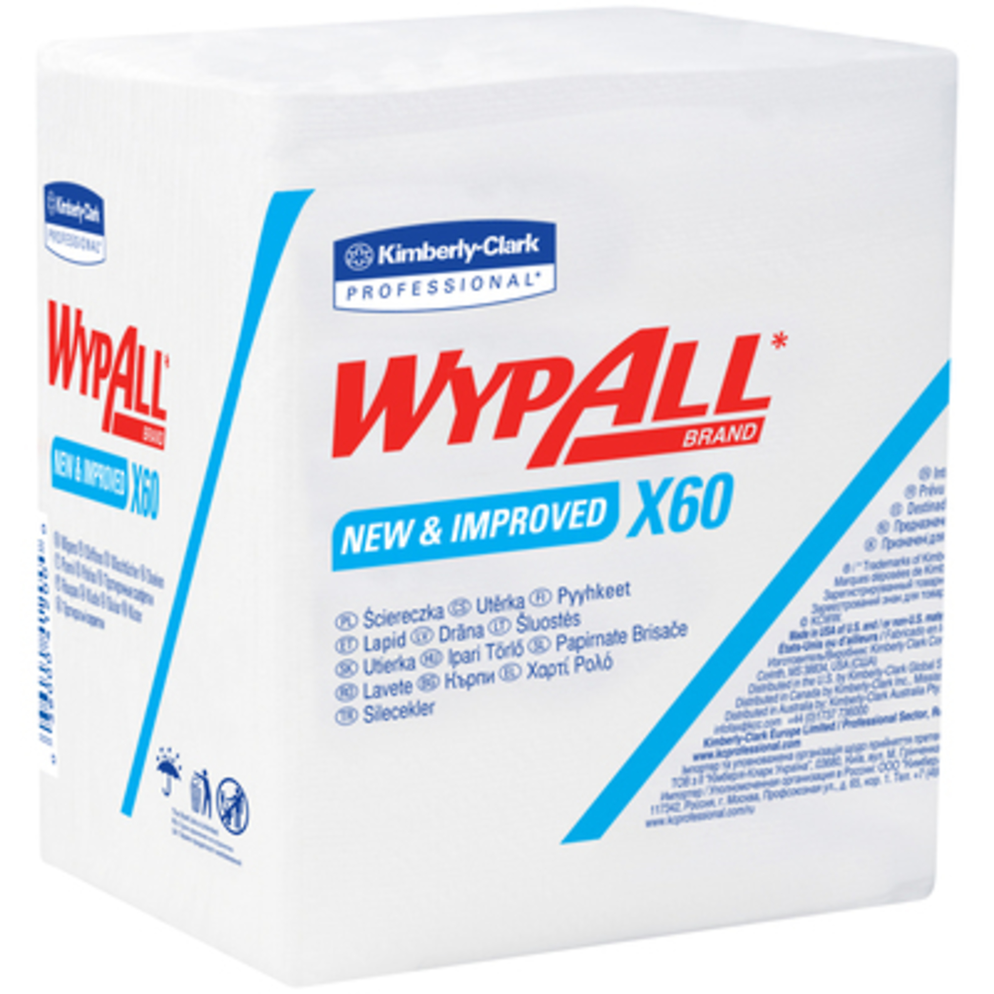 WypAll X60 Industrial Wipers - 1/4 Fold, White, 12/Case, Model# KW116